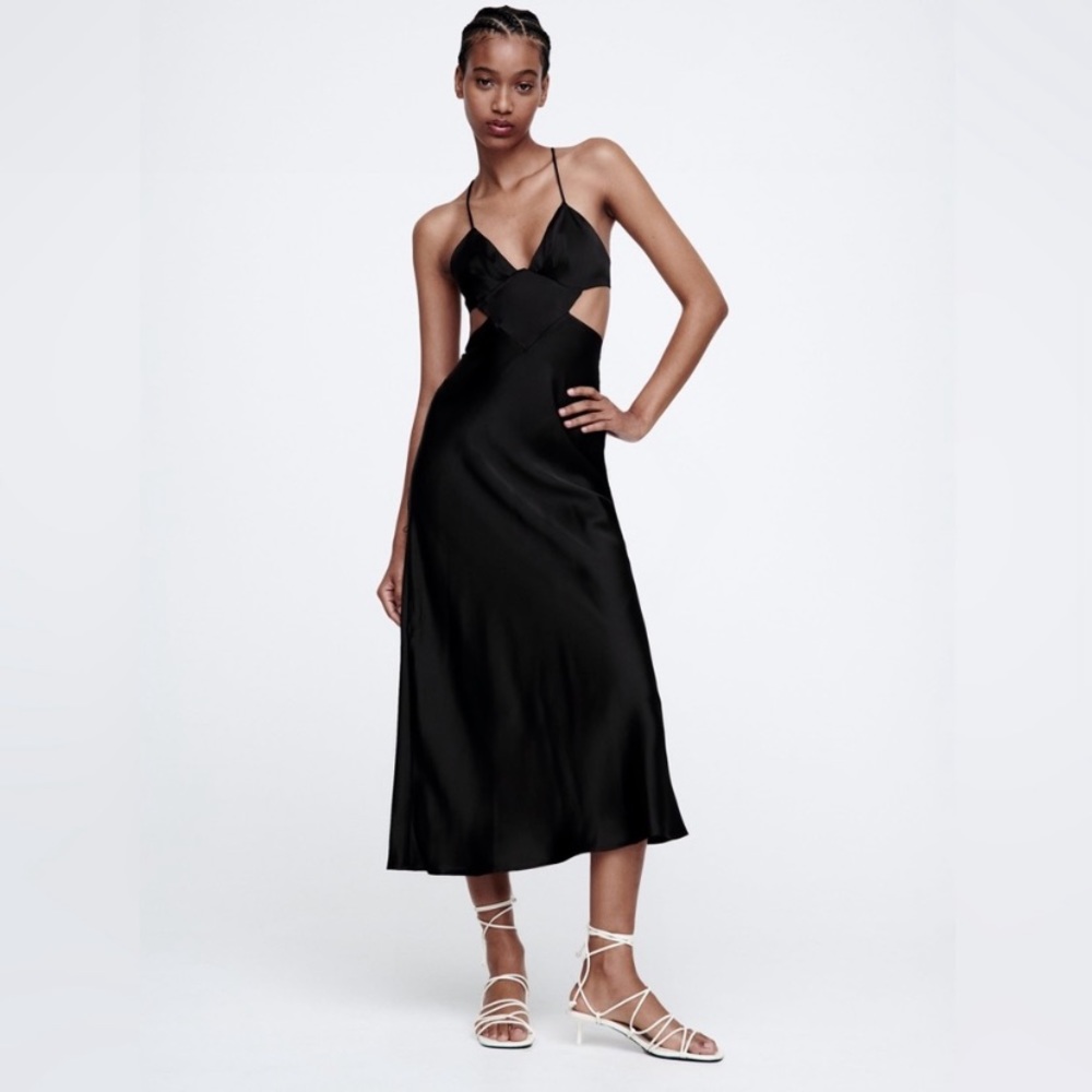 ZARA SATIN DRESS WITH CUT-OUT DETAIL - Picture 2 of 6